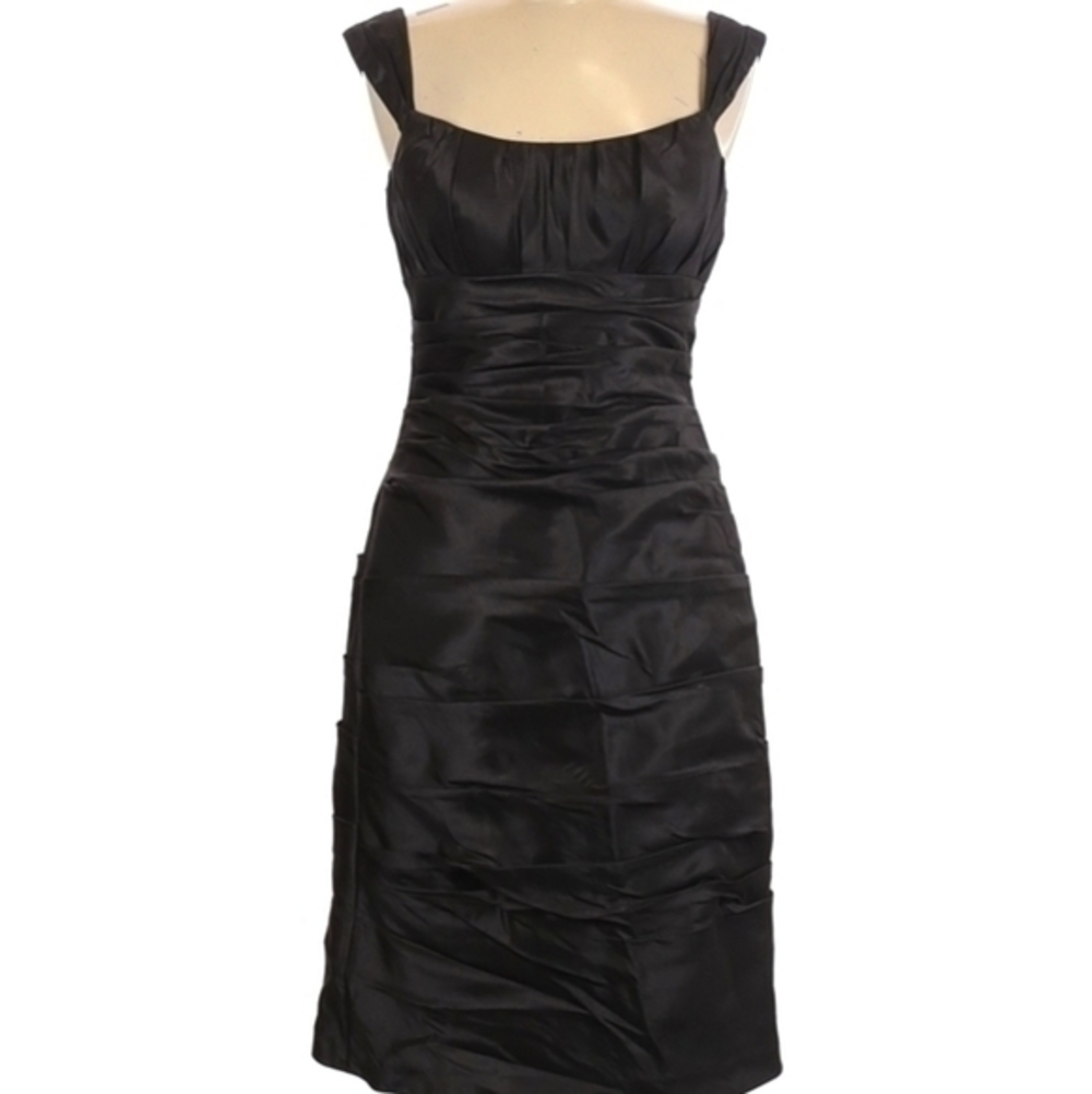 Bill Levkoff Black Satin Dress
